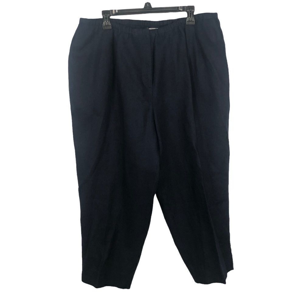 Talbots Plus Size Linen Crop Pants Navy Size 22-24 see measurements